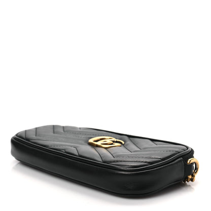 Gucci Calfskin Matelasse Mini GG Marmont Chain Crossbody Bag Black 7 of 7