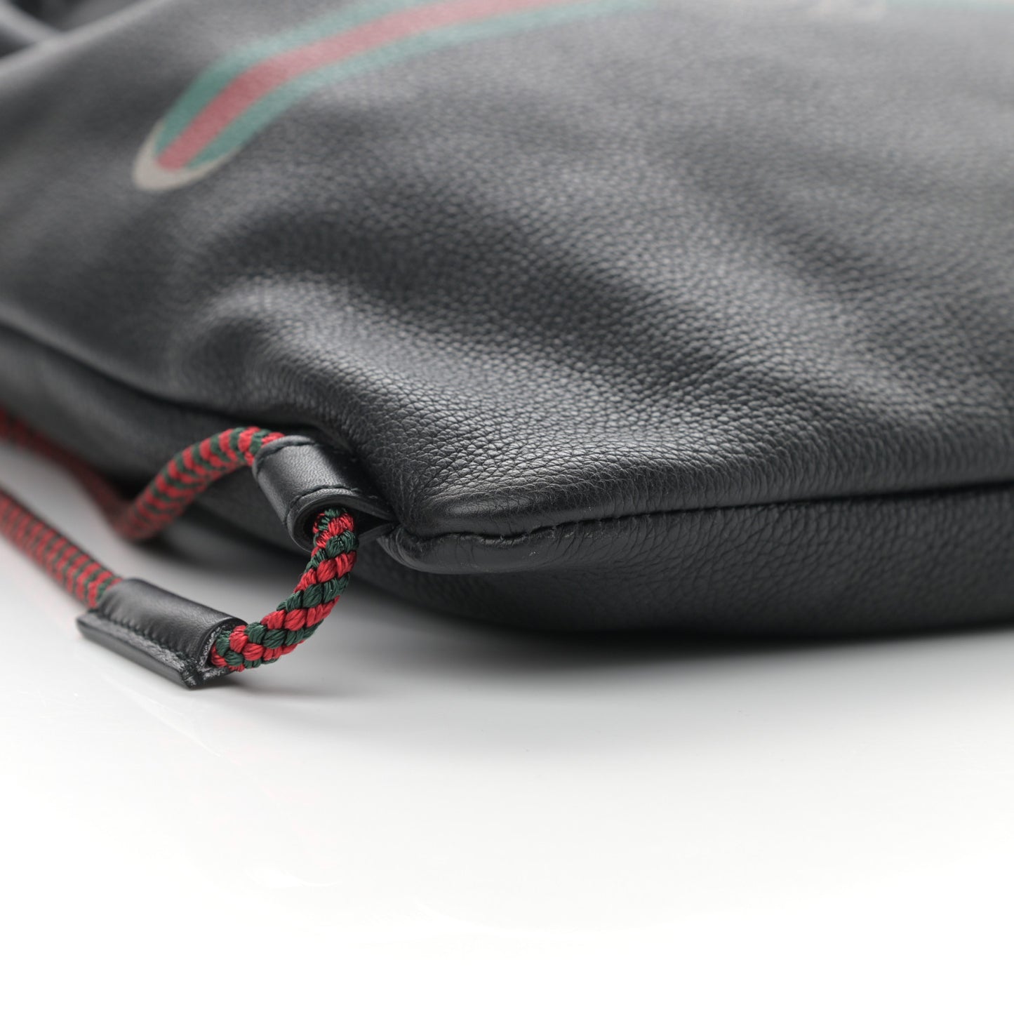 Calfskin Logo Drawstring Backpack Black