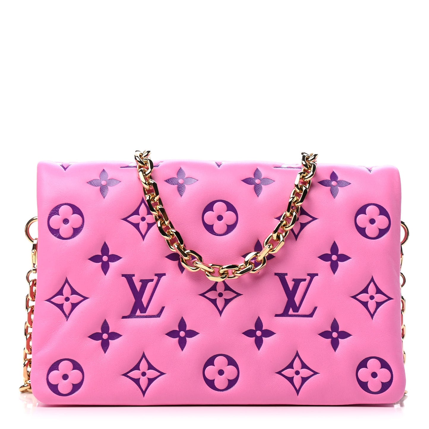 Lambskin Embossed Monogram Vuittamins Pochette Coussin Rose Violet