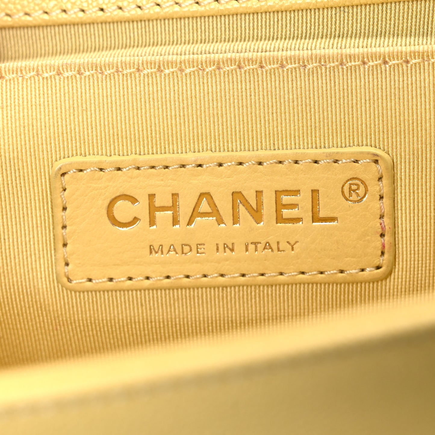 Caviar Chevron Quilted Medium Boy Flap Yellow