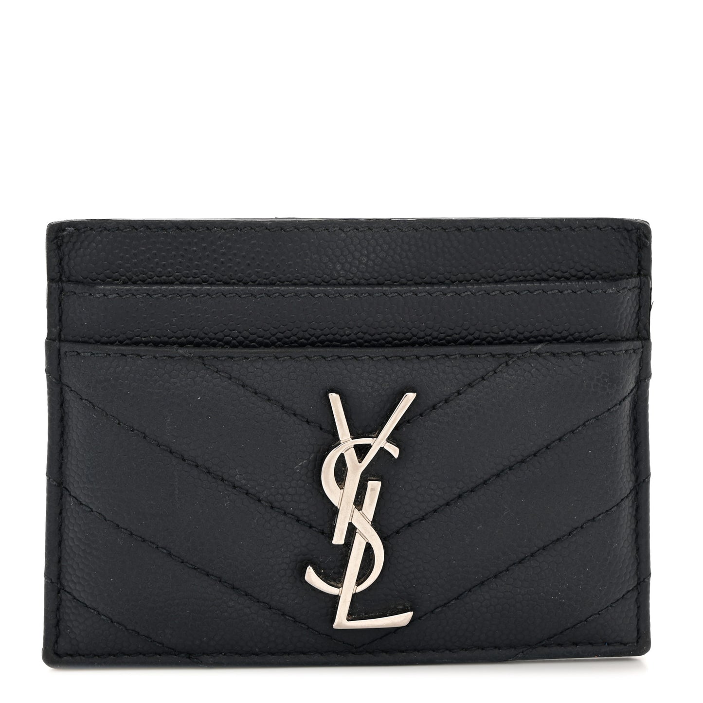 Grain De Poudre Matelasse Chevron Monogram Credit Card Case Navy