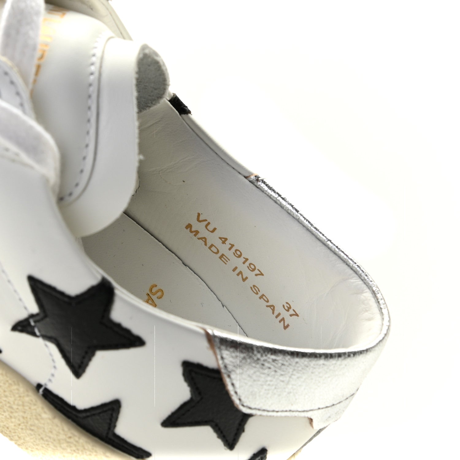 Saint Laurent Calfskin Star Court Sneakers 37 White Black 8 of 11