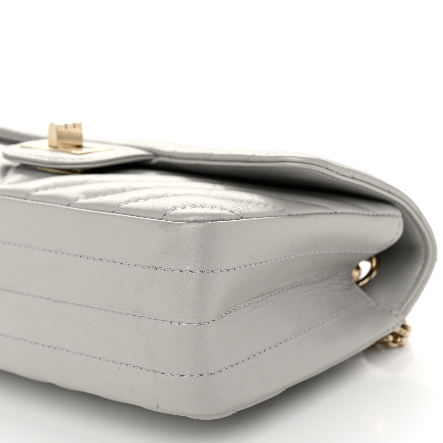 Chanel Metallic Aged Calfskin Chevron Quilted 2.55 Reissue Mini Flap Silver 10 of 10