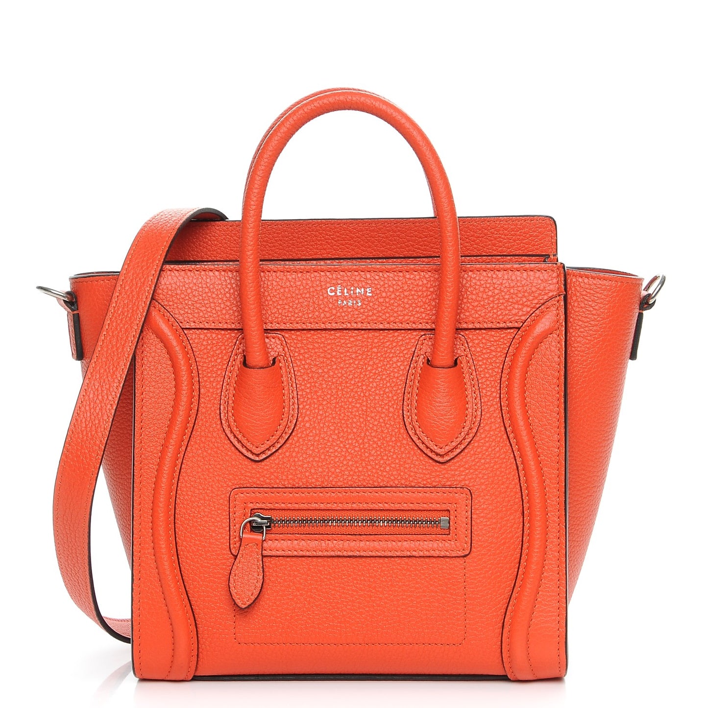 Drummed Calfskin Nano Luggage Vermillion