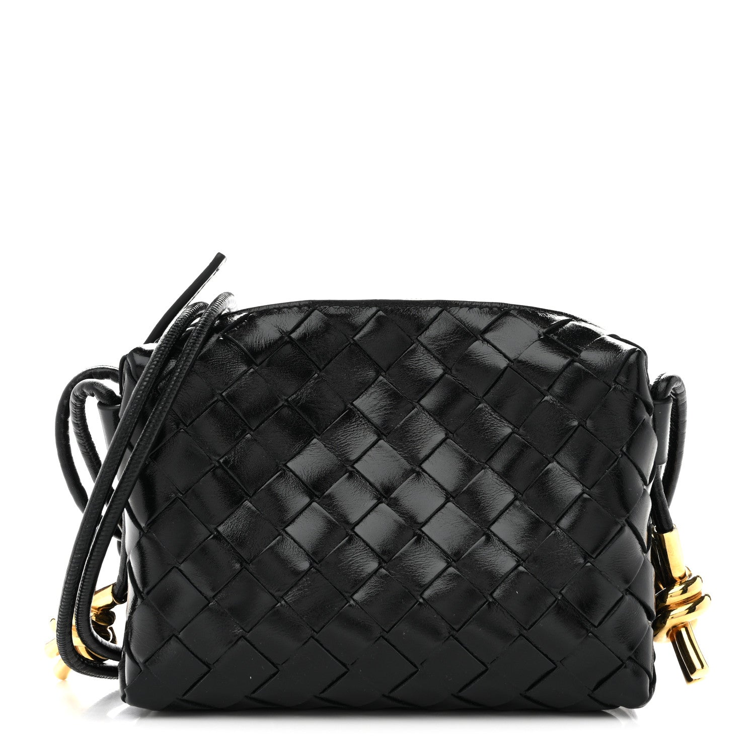 Bottega Veneta Polished Nappa Intrecciato Metallic Knot Mini Loop Camera Bag Black 1 of 12