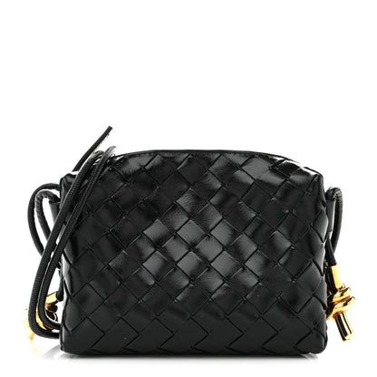Bottega Veneta Polished Nappa Intrecciato Metallic Knot Mini Loop Camera Bag Black 1 of 12