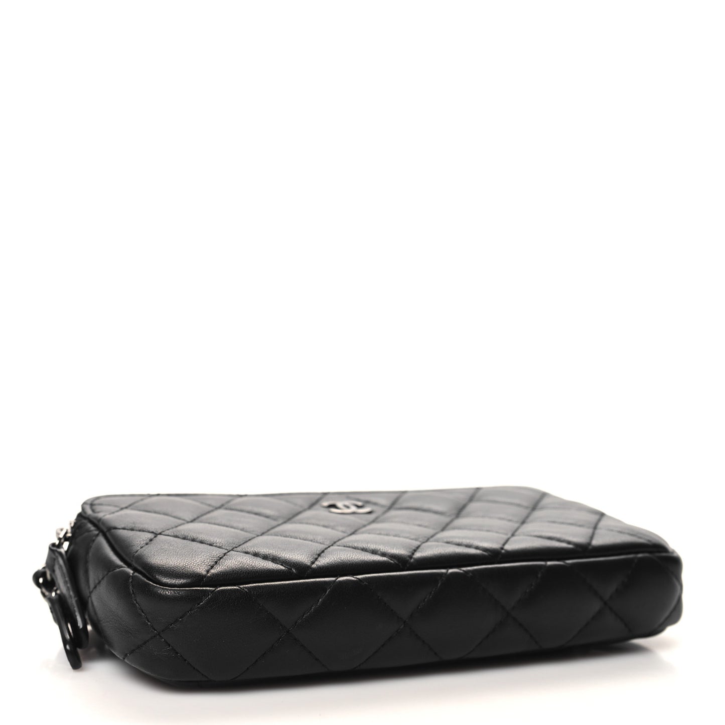 Lambskin Quilted Small Clutch With Chain Black