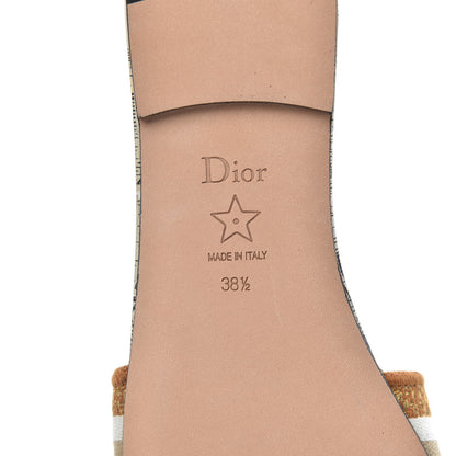 Christian Dior Canvas Lurex Baobab Embroidered Dway Flat Slide Sandals 38.5 Beige 7 of 10