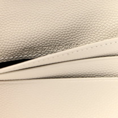 Saint Laurent Grain De Poudre Matelasse Chevron Monogram Zipped Card Case Crema Soft 7 of 7