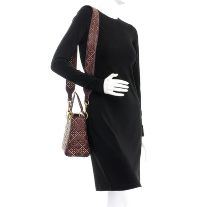 Christian Dior Calfskin Cannage Studded Medium Supple Lady Dior Deep Amaranth 2 of 9