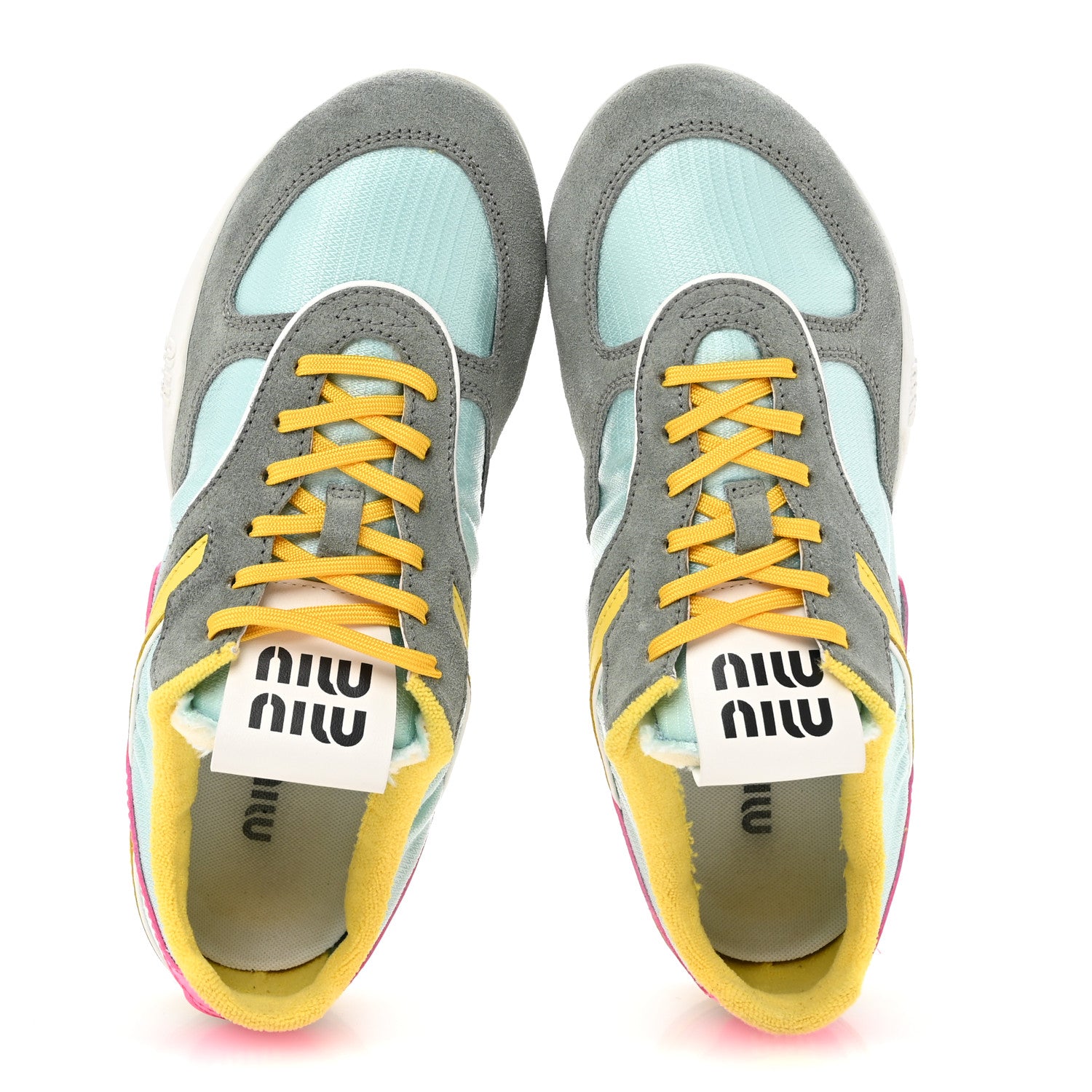 Miu Miu Technical Fabric Suede Gymnasium Sneakers 37 Anise Fuchsia 2 of 8