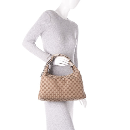 Gucci Monogram Medium Horsebit Chain Hobo Off White 2 of 7