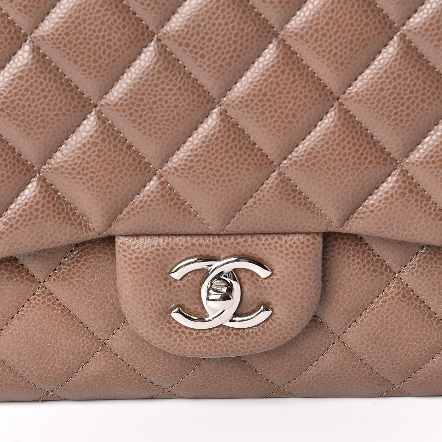 Caviar Quilted Maxi Single Flap Taupe