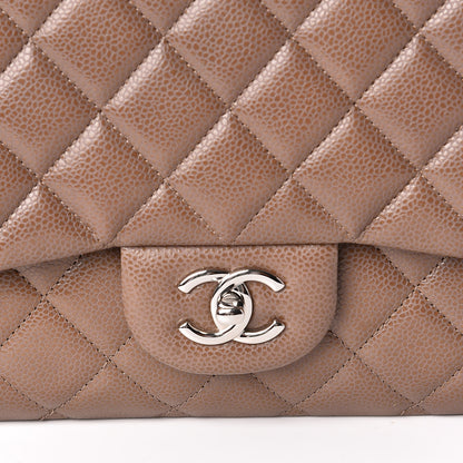 Chanel Caviar Quilted Maxi Single Flap Taupe 10 of 11
