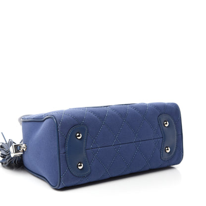 Chanel Canvas Quilted Small Tassel Bowler Blue 4 of 10