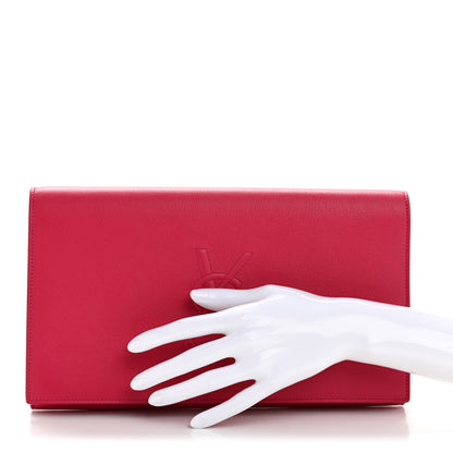 Saint Laurent Calfskin Monogram Large Belle De Jour Clutch Lipstick Fuchsia 2 of 12