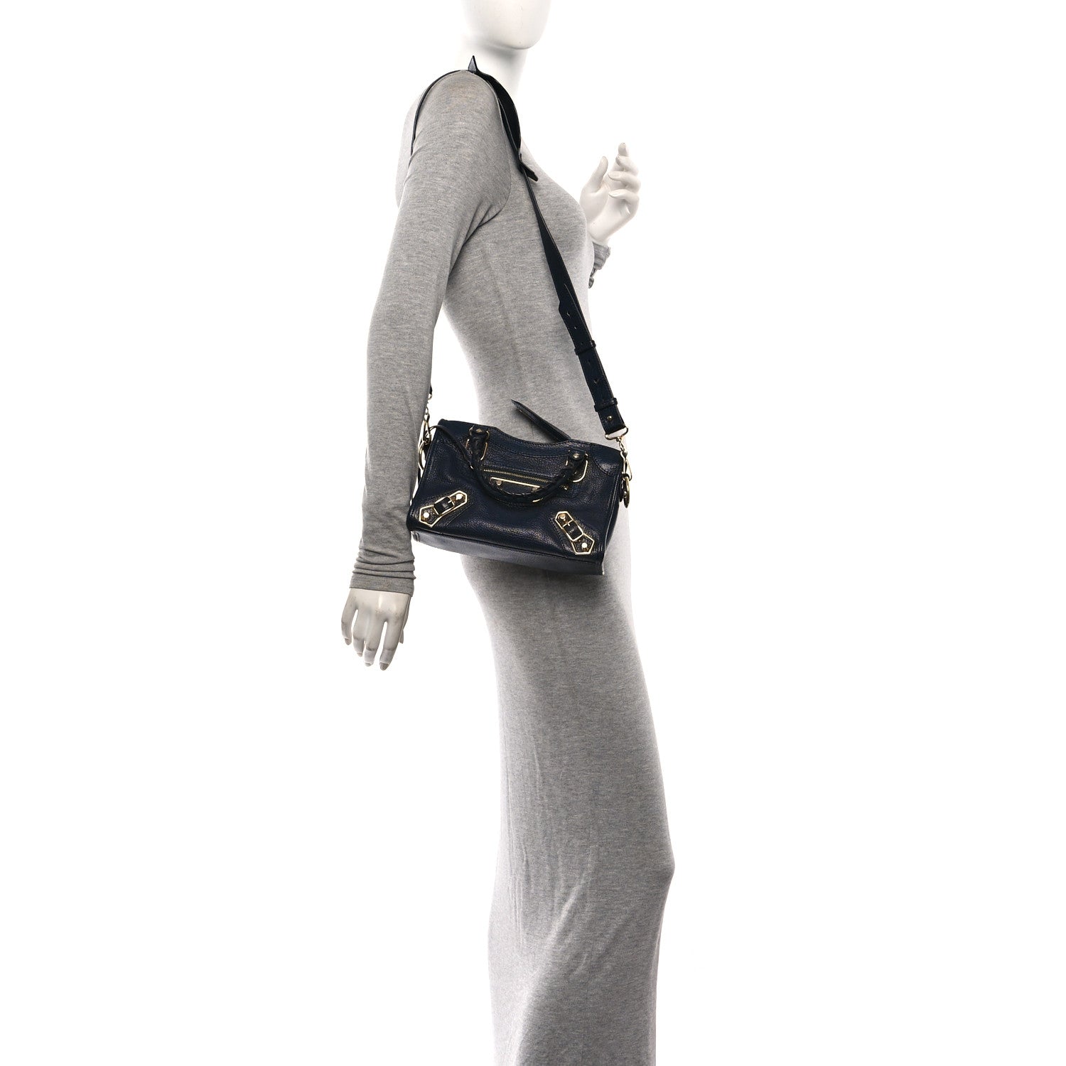 Balenciaga Chevre Gold Metallic Edge Hardware Mini City Bleu Nuit 2 of 11