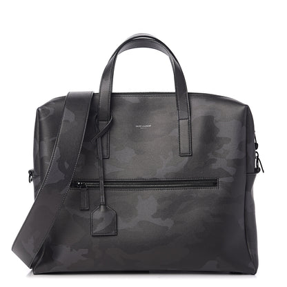 Saint Laurent Calfskin Camouflage Bold Briefcase Black Grey 1 of 8