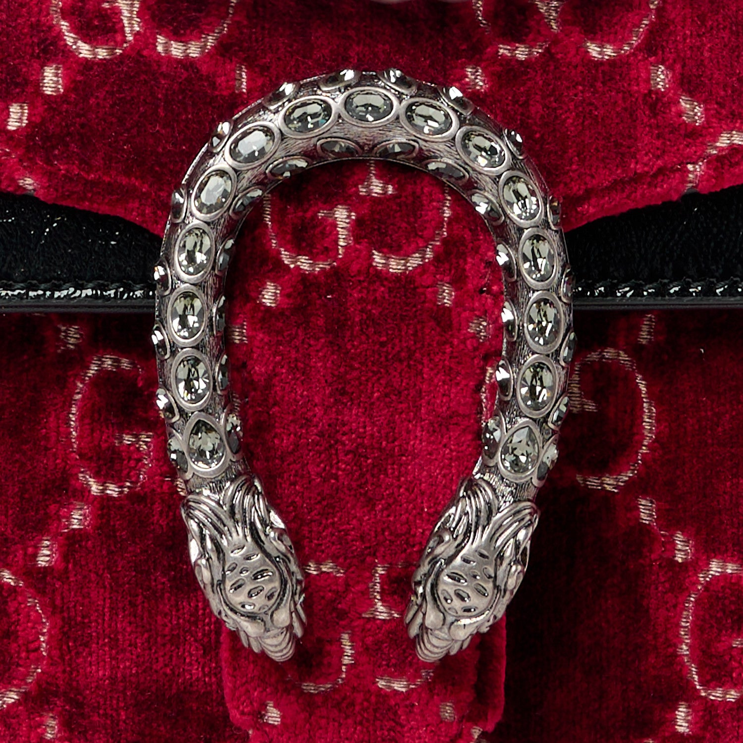 Gucci Velvet Skipper Crystal GG Monogram Small Dionysus Shoulder Bag Red Cipria Black Black Diamond 9 of 11