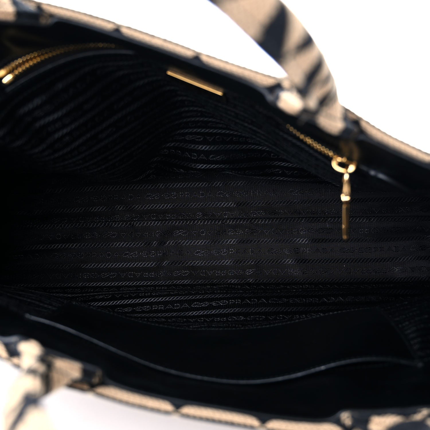 Prada Jacquard Saffiano Triangolo Symbole Embroidered Large Tote Black Corda 5 of 9