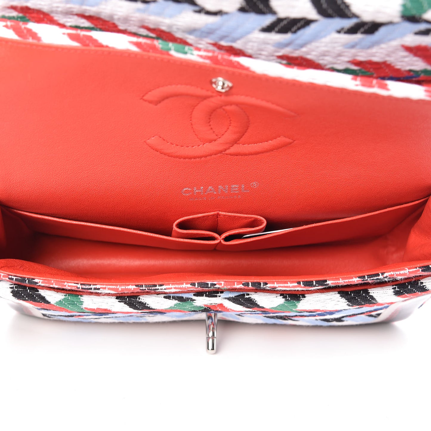 Tweed Silicone Embroidered Medium Double Flap Multicolor