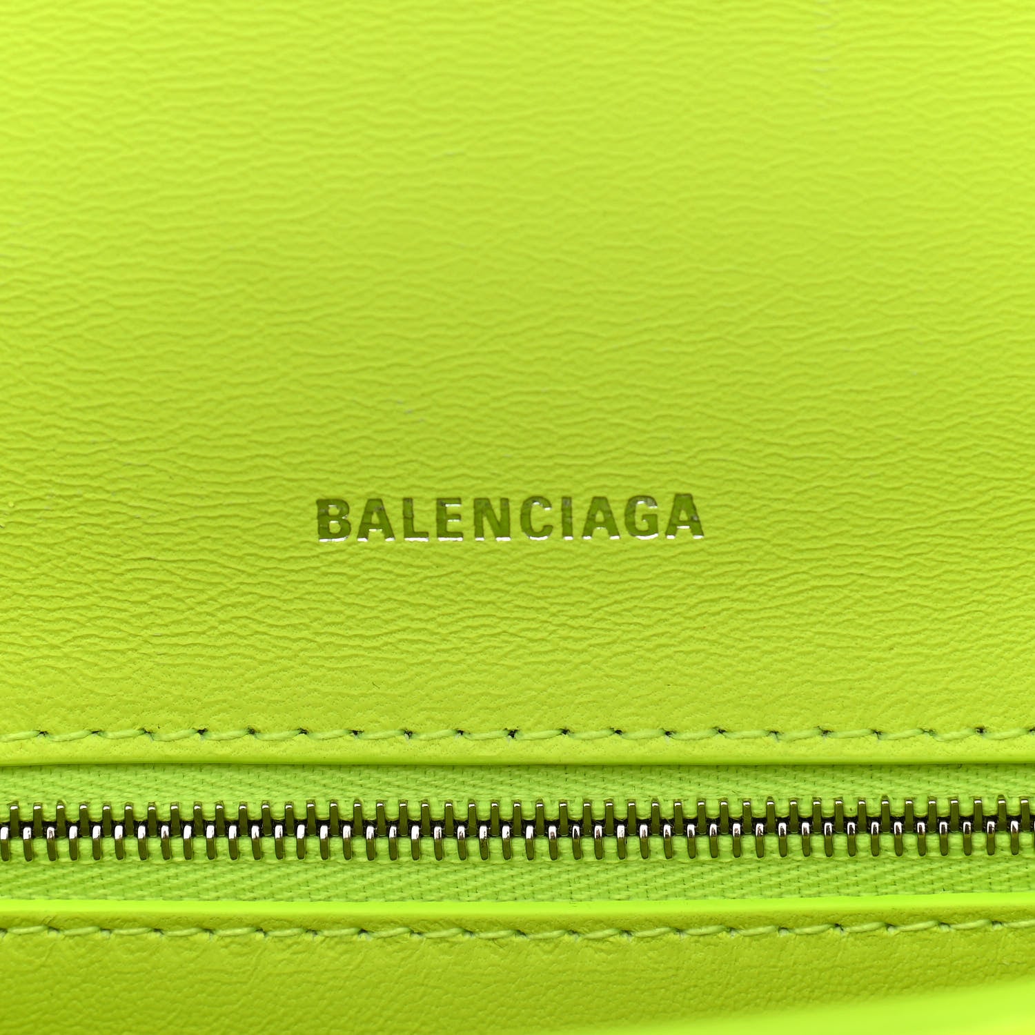 Balenciaga Calfskin Crocodile Embossed S Downtown Chain Shoulder Bag Fluo Yellow Black 6 of 11