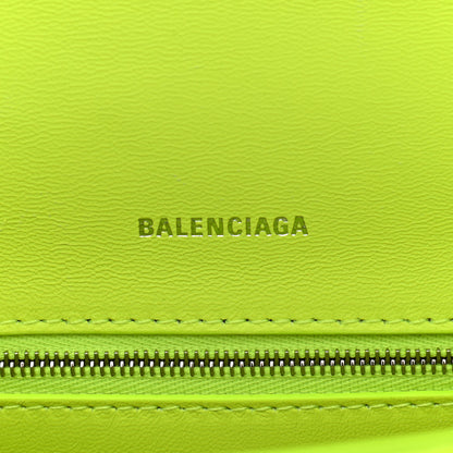 Balenciaga Calfskin Crocodile Embossed S Downtown Chain Shoulder Bag Fluo Yellow Black 6 of 11