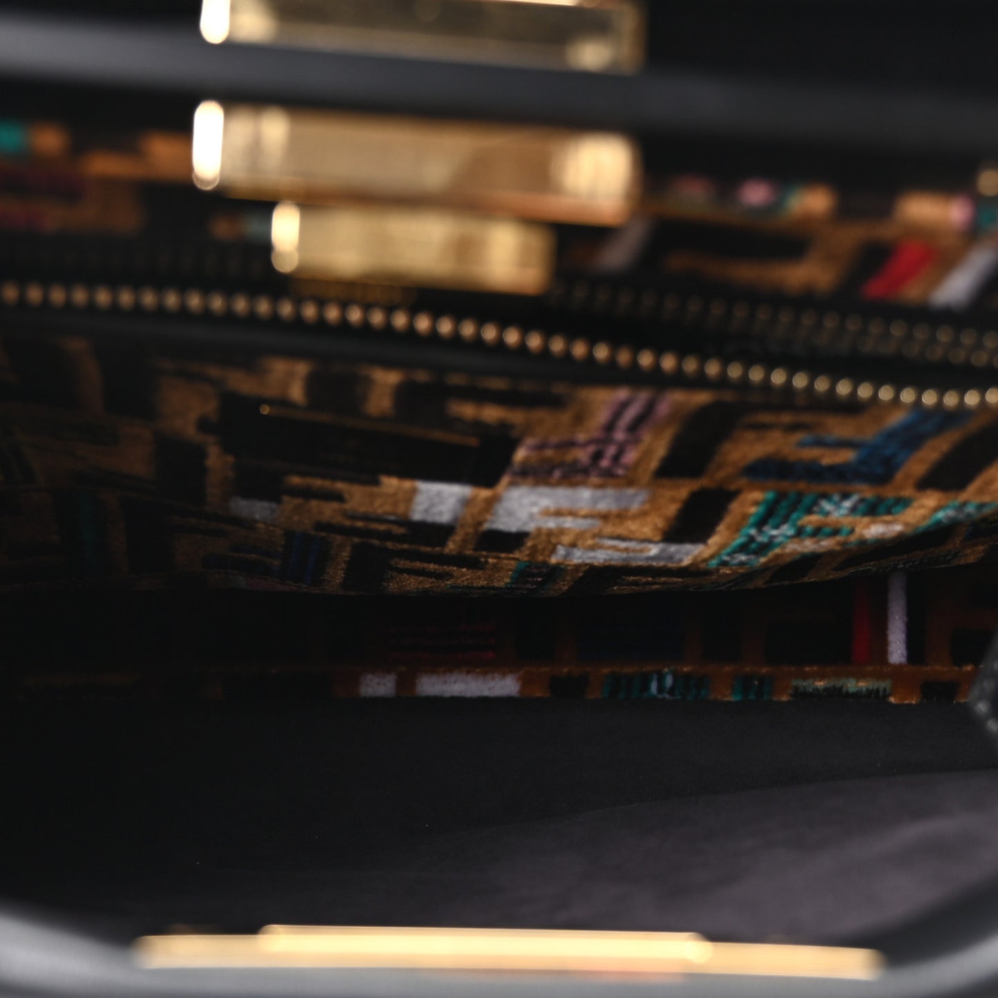 Calfskin Velvet Fun Fair Medium Peekaboo Iconic Satchel Black Tobacco Multicolor