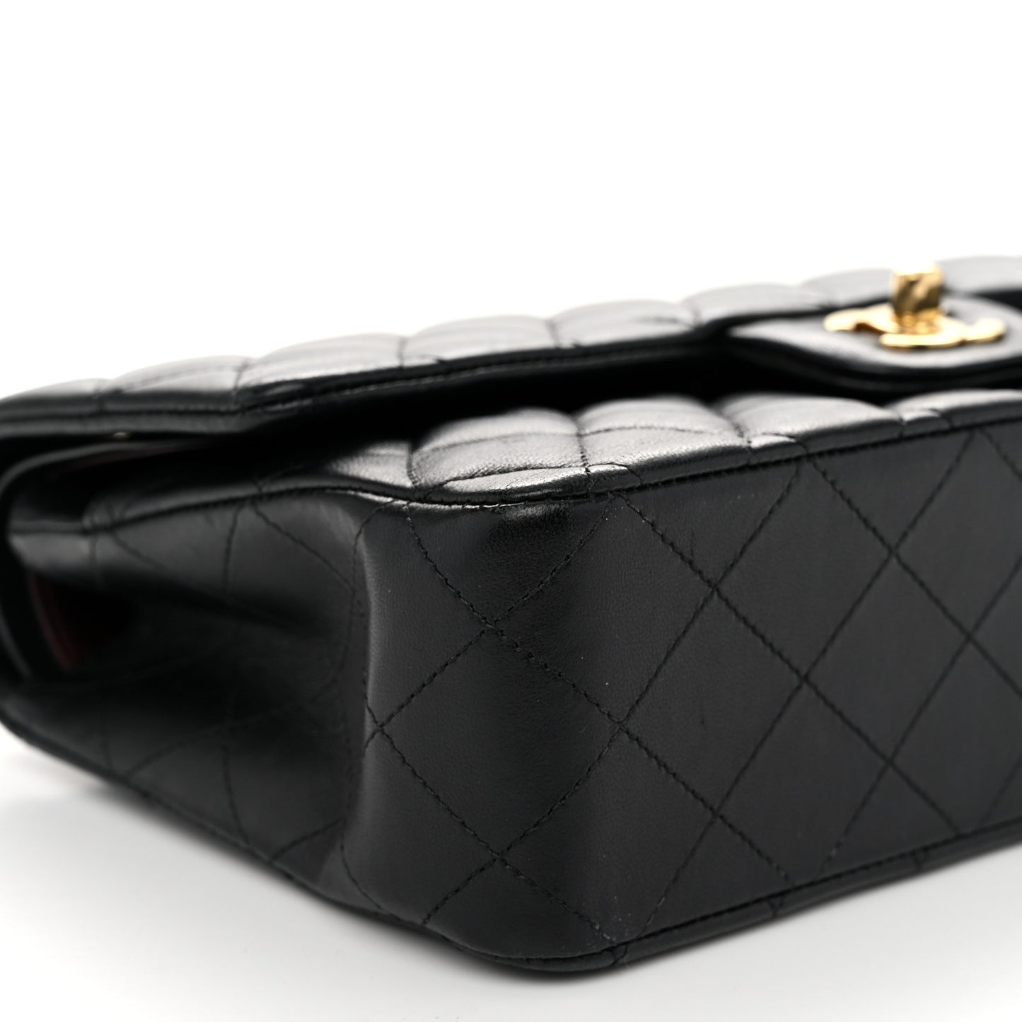 Lambskin Quilted Medium Double Flap Black