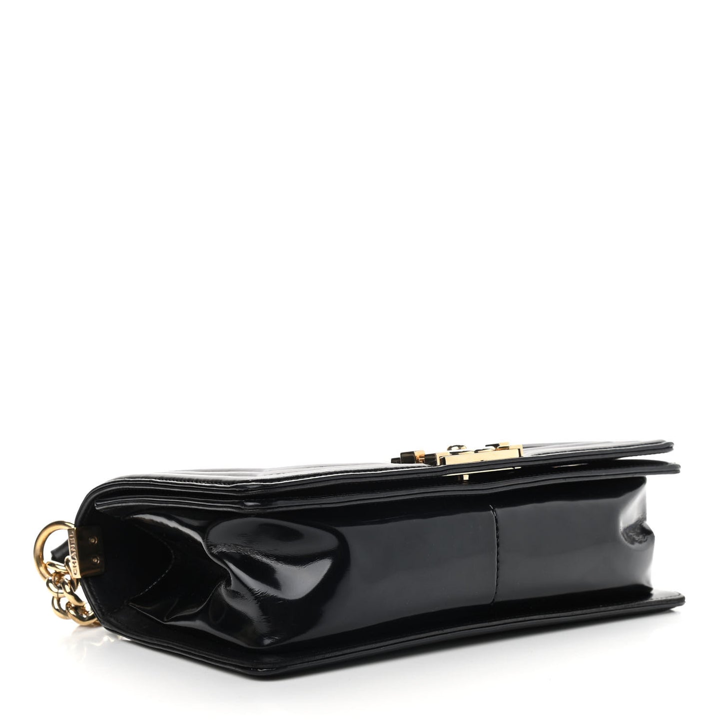 Patent Calfskin Quilted Medium Boy Flap Black