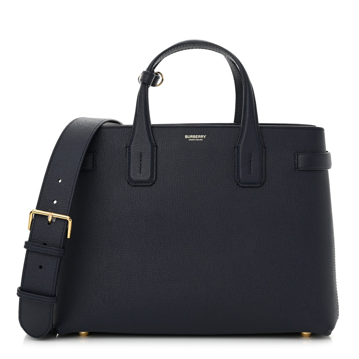 Burberry Derby Calfskin Vintage Check Medium Banner Tote Regency Blue 1 of 11
