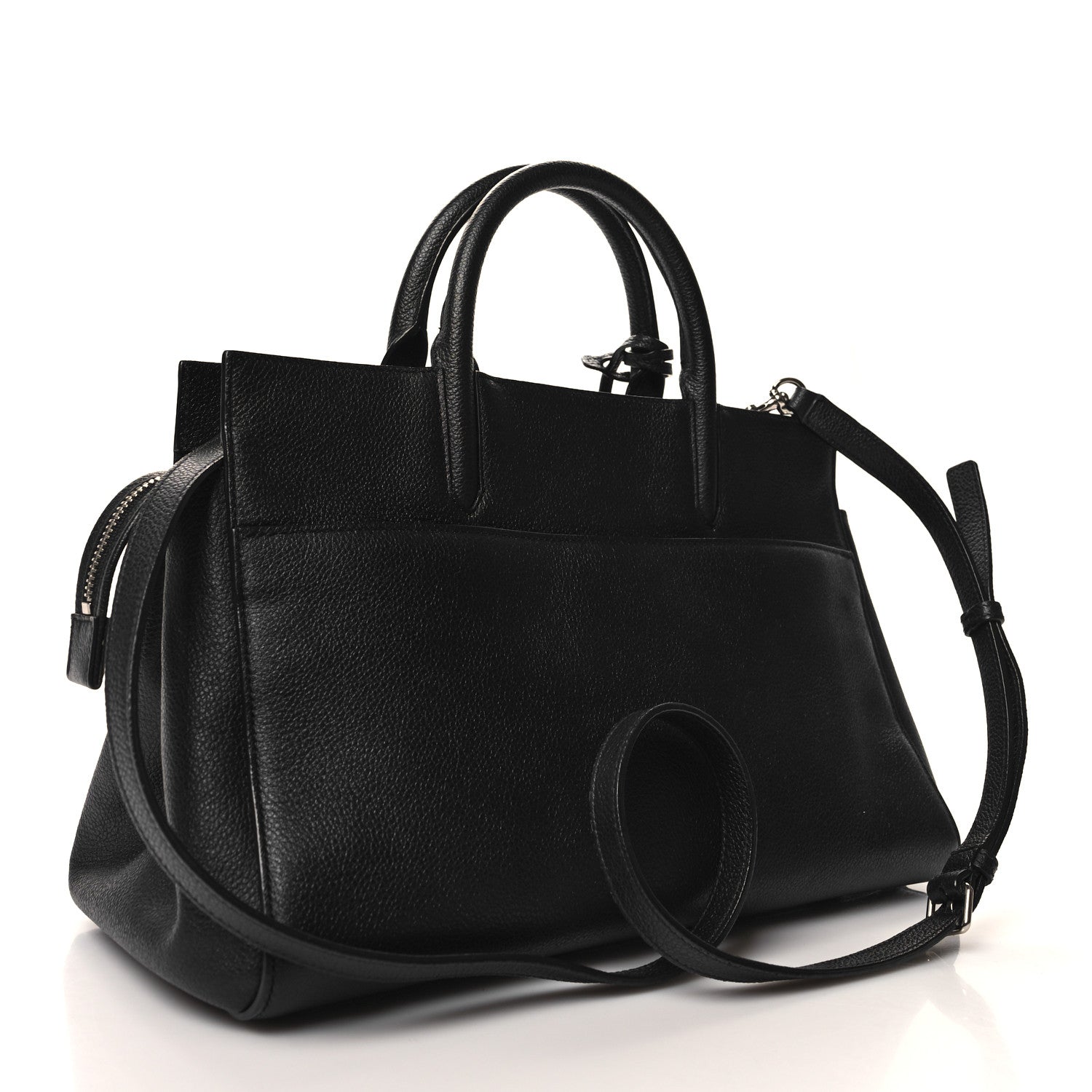 Saint Laurent Grained Calfskin Small Cabas Rive Gauche Black 2 of 13