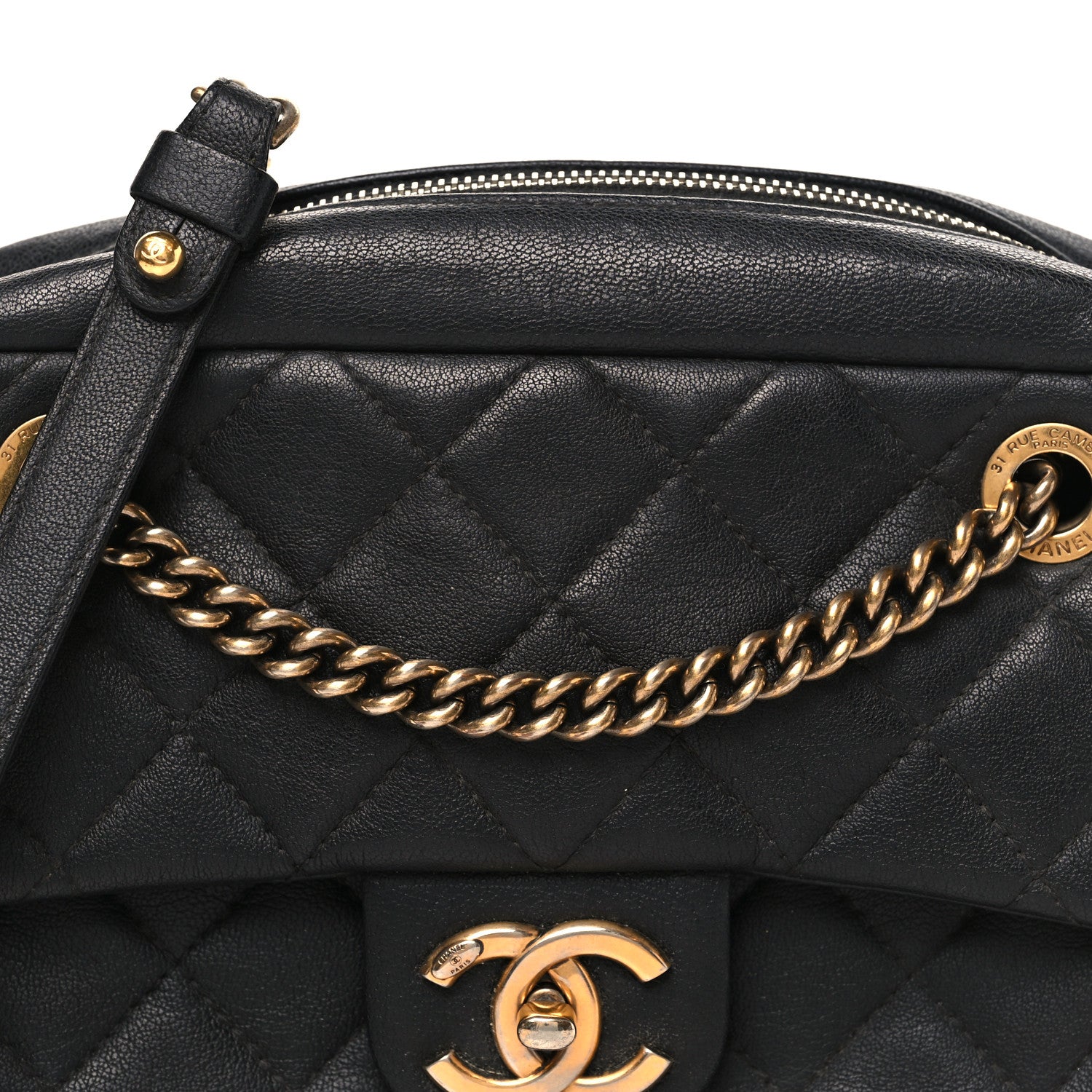 Chanel Sheepskin Quilted Trapezio Camera Case Black 8 of 10