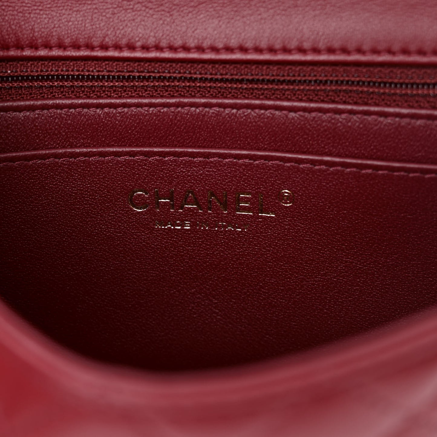 Lambskin Quilted Mini Rectangular Flap Burgundy