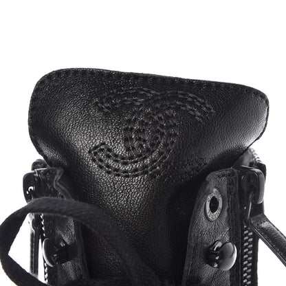 Chanel Calfskin Quilted Cap Toe Combat Boots 38.5 Black 7 of 10