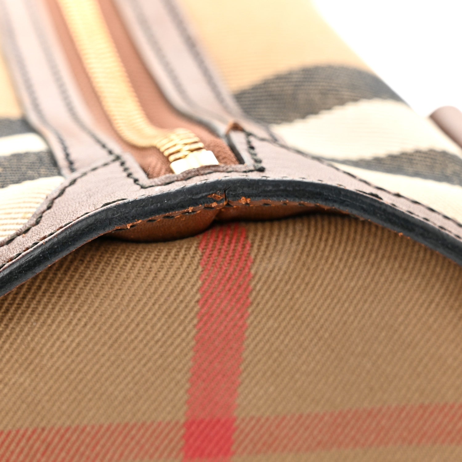 Burberry House Check Bridle Calfskin Small Bowling Bag Dark Tan 13 of 15