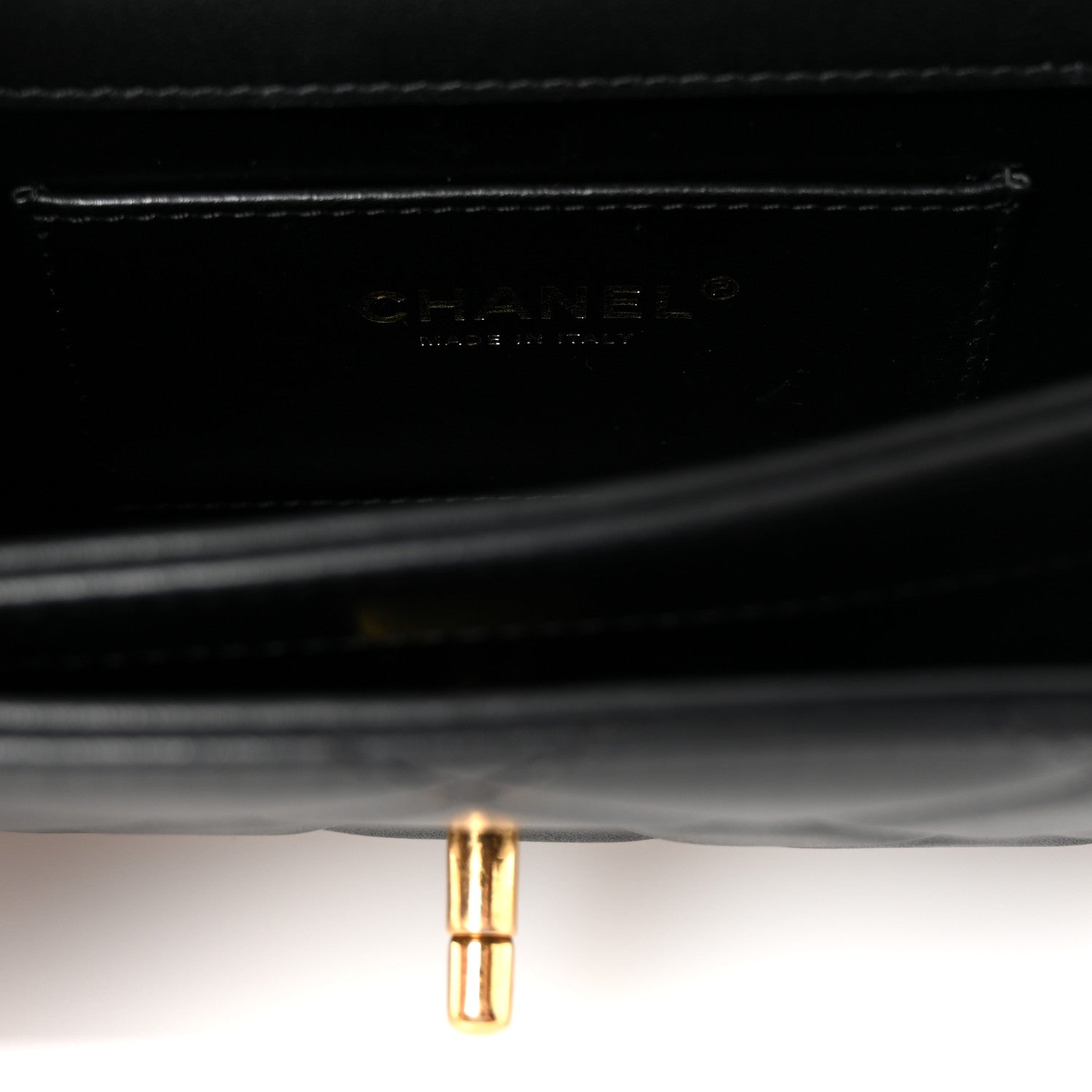 Chanel Shiny Calfskin Quilted Mini Metal Top Handle Flap Black 6 of 10