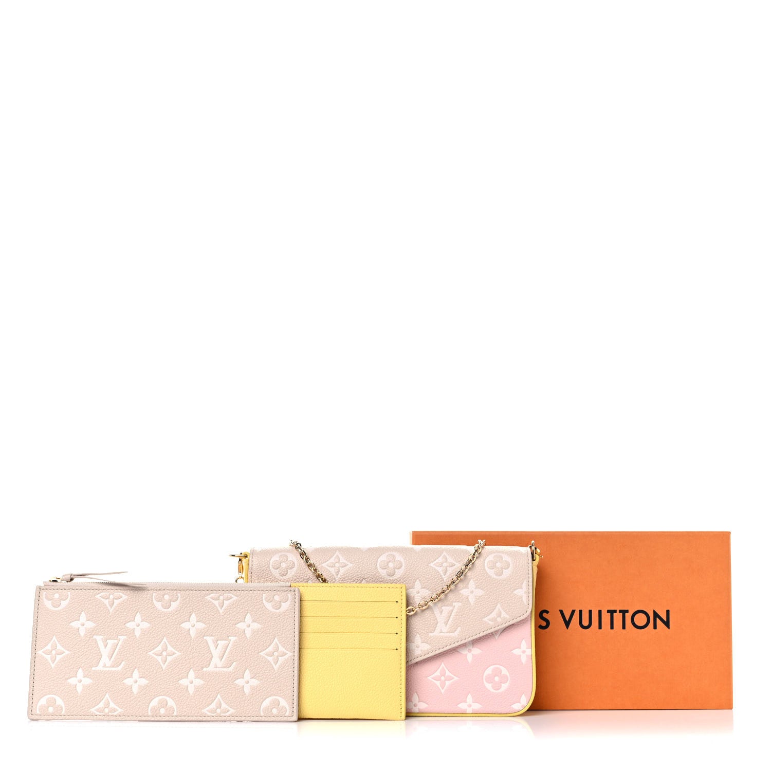 Louis Vuitton Empreinte Spring in the City Felicie Pochette Chain Wallet Pink Beige Yellow 10 of 10