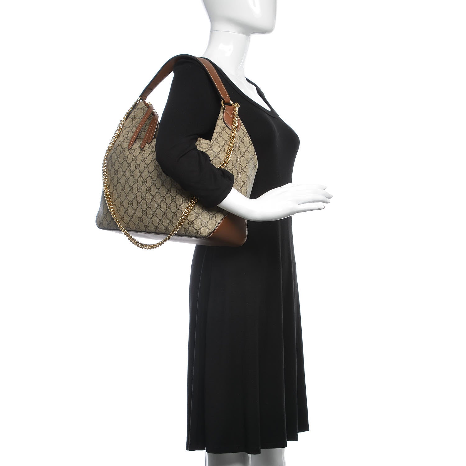 Gucci GG Supreme Monogram Large Linea A Hobo Light Brown 2 of 9