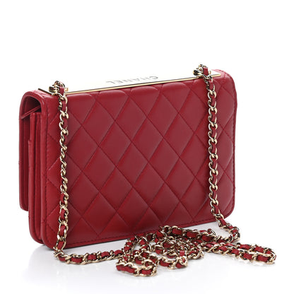Chanel Lambskin Quilted Trendy CC Wallet On Chain WOC Red 3 of 9