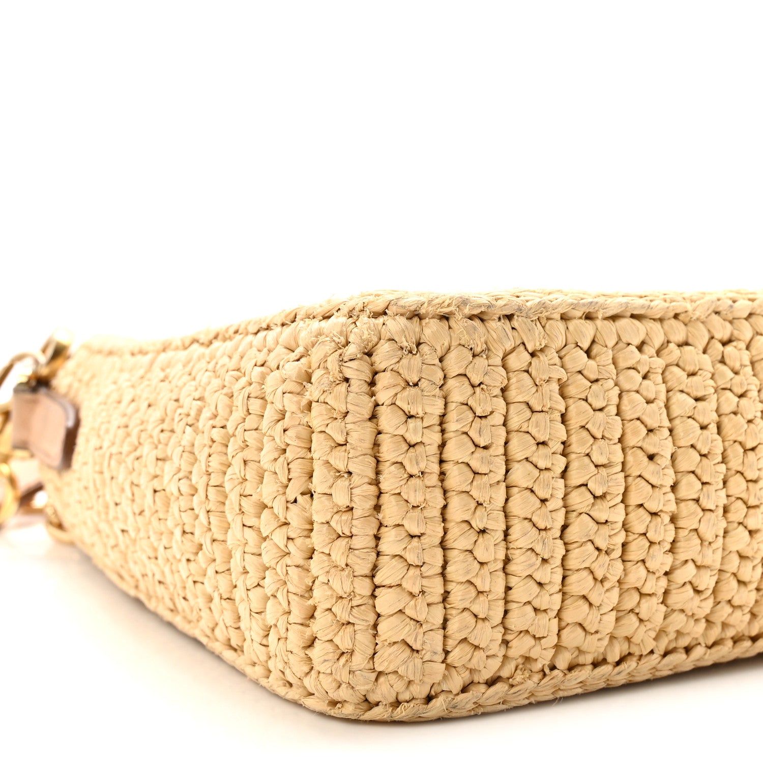 Prada Yarn Raffia Effect Crochet Mini Re-Edition 2000 Shoulder Bag Naturale 8 of 9