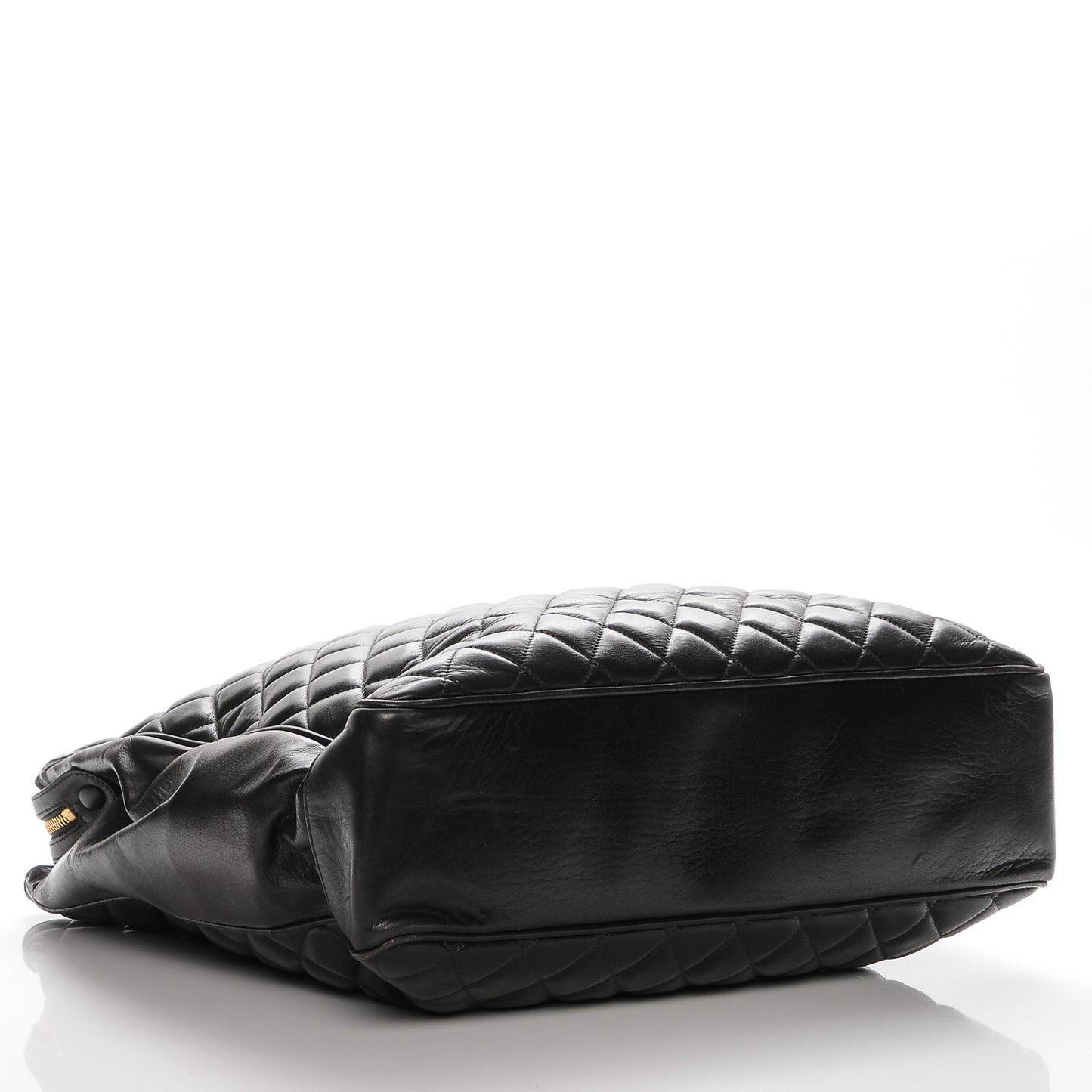 Lambskin Quilted Shopping Tote Black