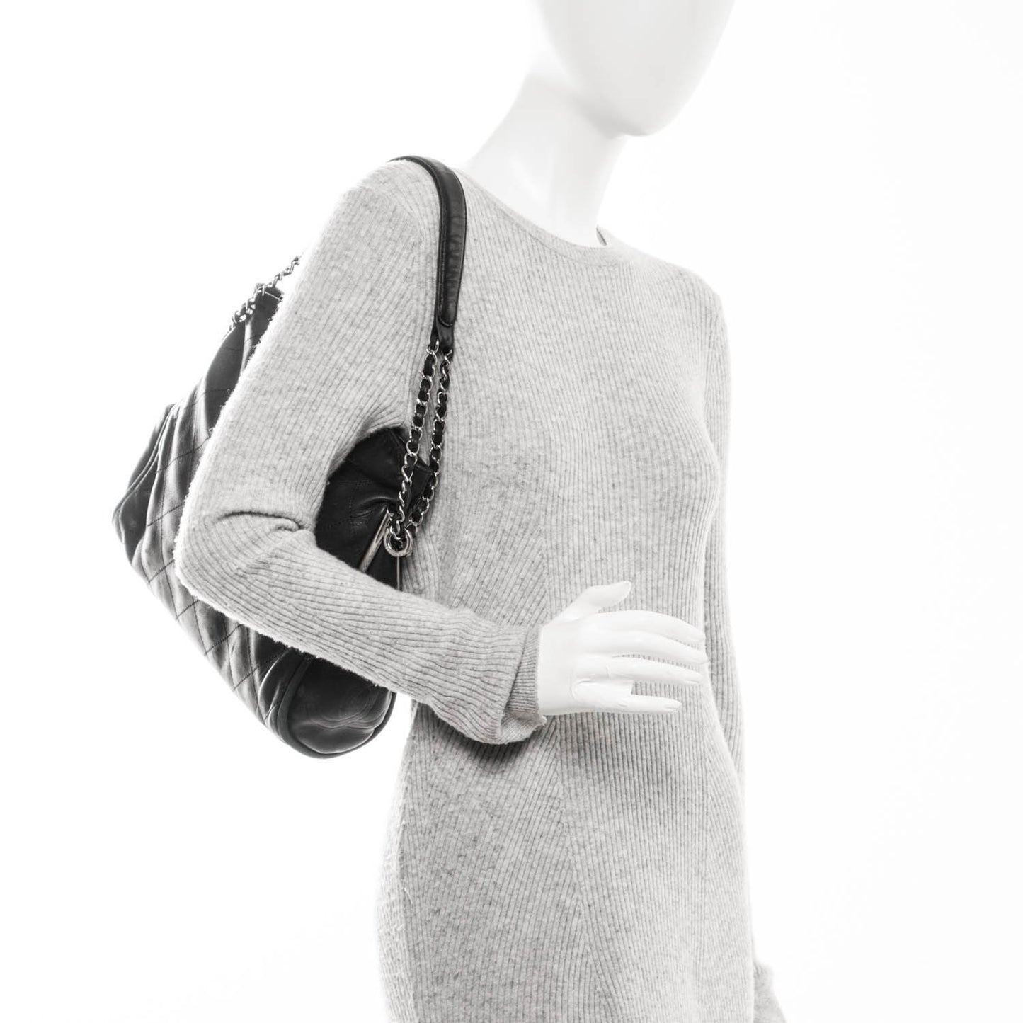Lambskin Stitched Medium Ultimate Soft Tote Black