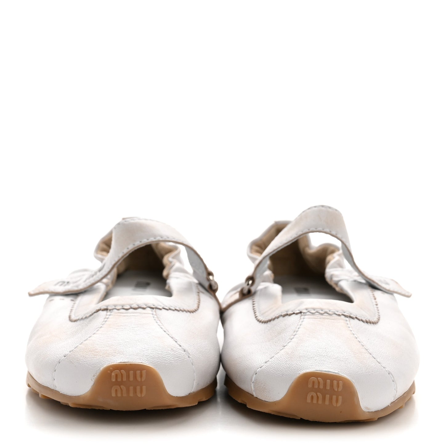 Bleached Nappa Womens Plume Mary Jane Ballerina Sneakers 39 Bianco