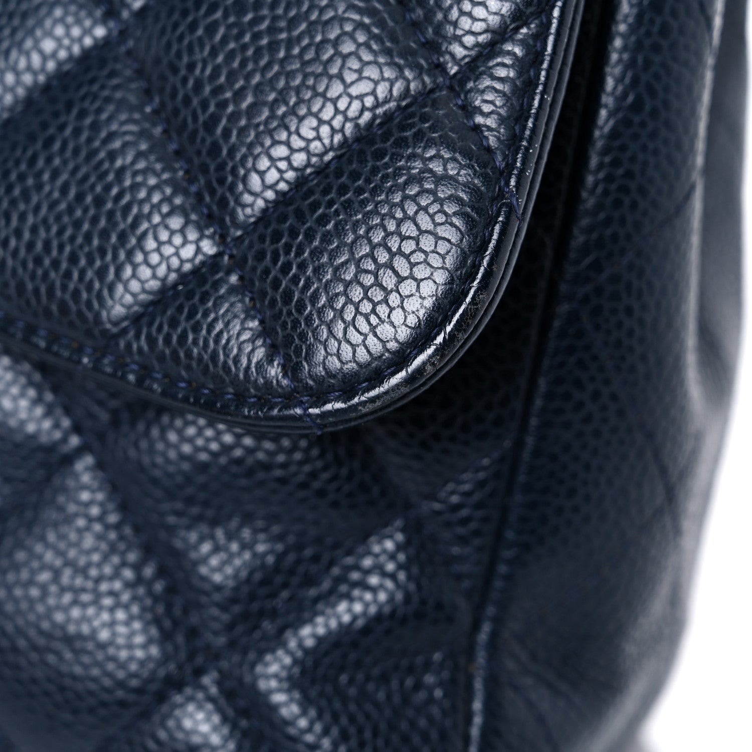 Chanel Caviar Quilted Jumbo Double Flap Navy Blue 22 of 25