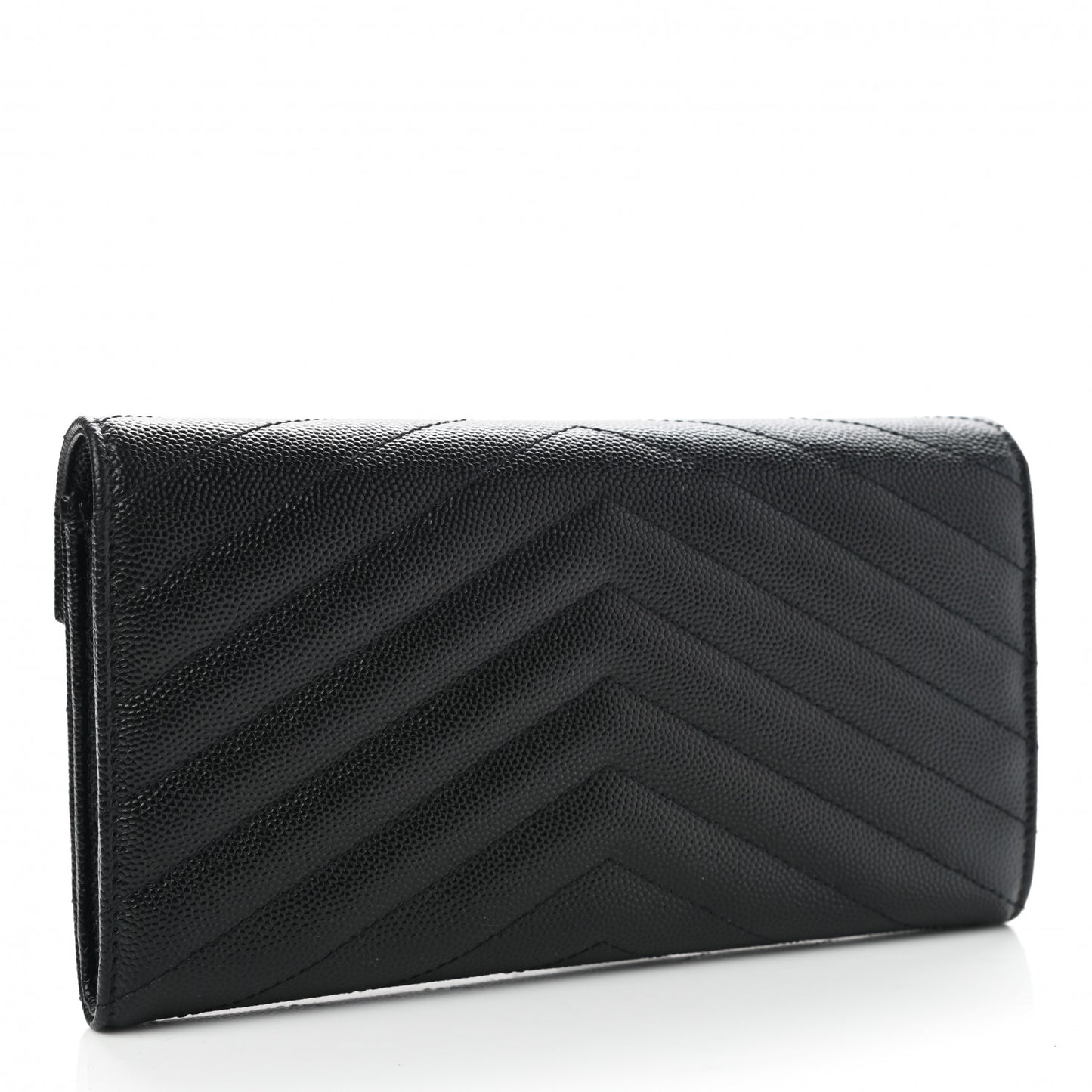 Grain De Poudre Matelasse Chevron Monogram Flap Wallet Black