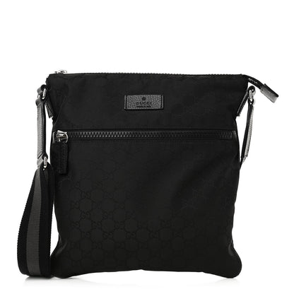 Gucci Nylon Monogram Medium Flat Messenger Bag Black 1 of 10