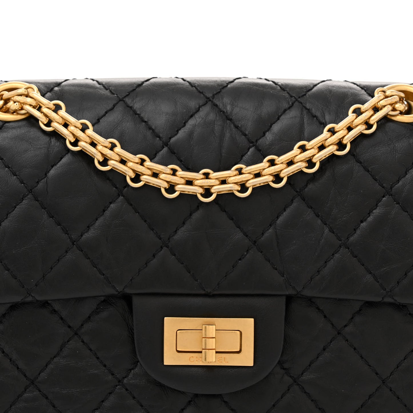 Aged Calfskin Quilted 2.55 Reissue Mini Flap Black
