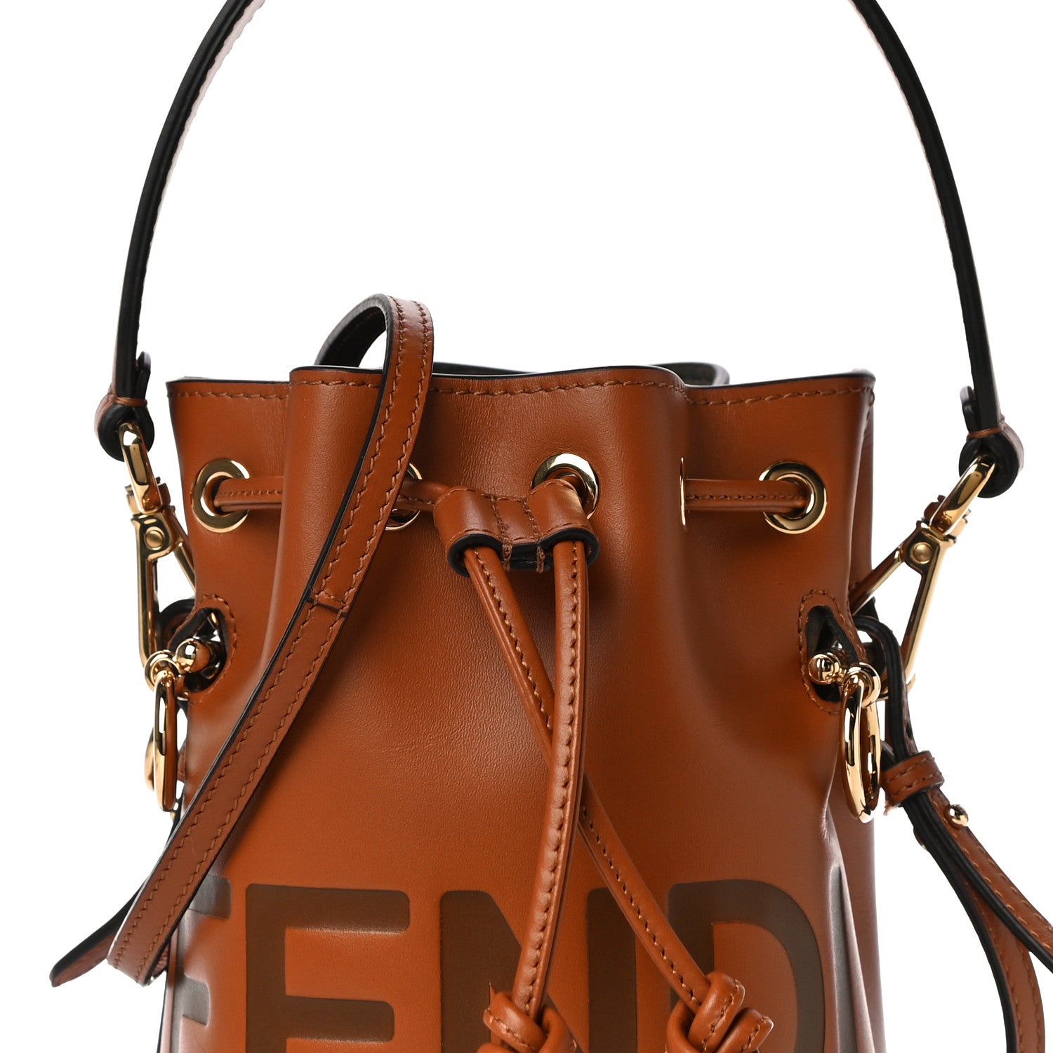 Fendi Vitello King F is Fendi Logo Embossed Mini Mon Tresor Bucket Bag Cuoio 8 of 10