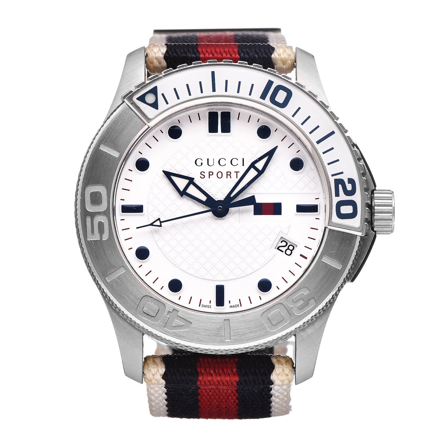 Stainless Steel Nylon 44mm Sport Quartz Watch White